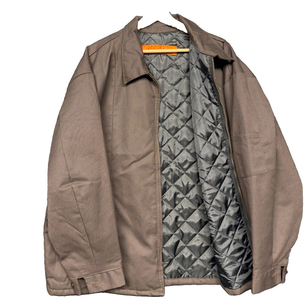 Red Kap JT50 Brown Insulated Mechanic Work Jacket Twill Quilted Coat 2XL Winter